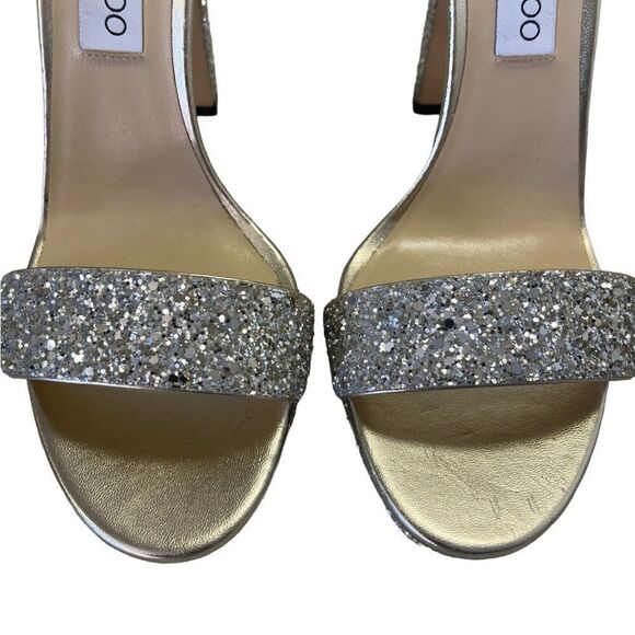 Jimmy Choo Misty Silver Glitter Sandals - Picture 6 of 8